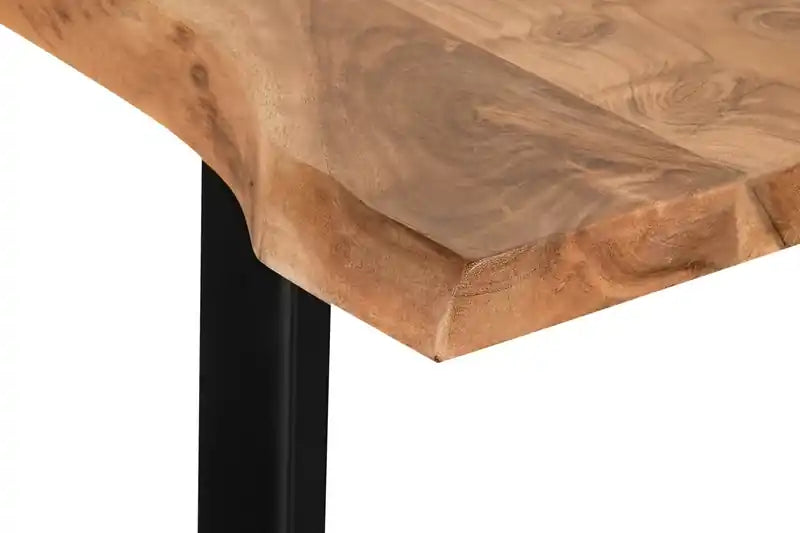 Agra 24 Rustic End Table - Brown and Black with Iron Legs