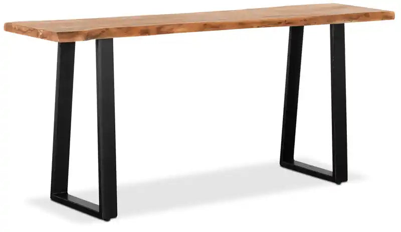 Agra 51 Rustic Sofa Table - Brown and Black with Iron Legs
