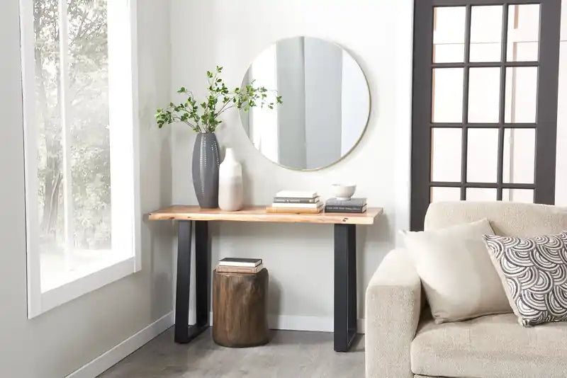 Agra 51 Rustic Sofa Table - Brown and Black with Iron Legs