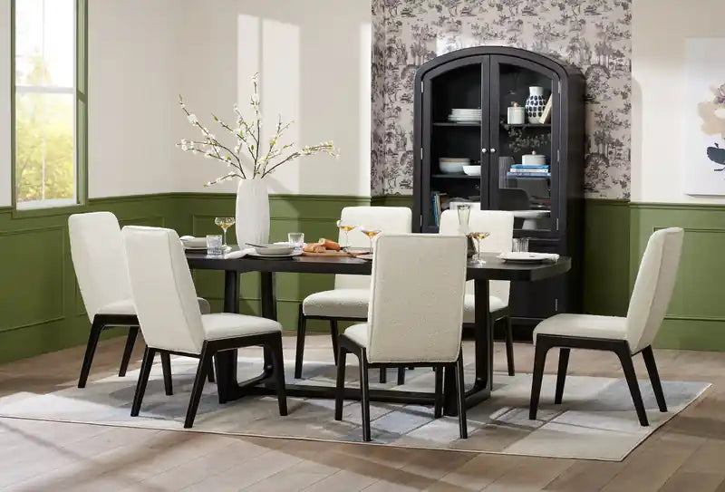 Dining Table with Trestle Base, 86W - Charcoal Black