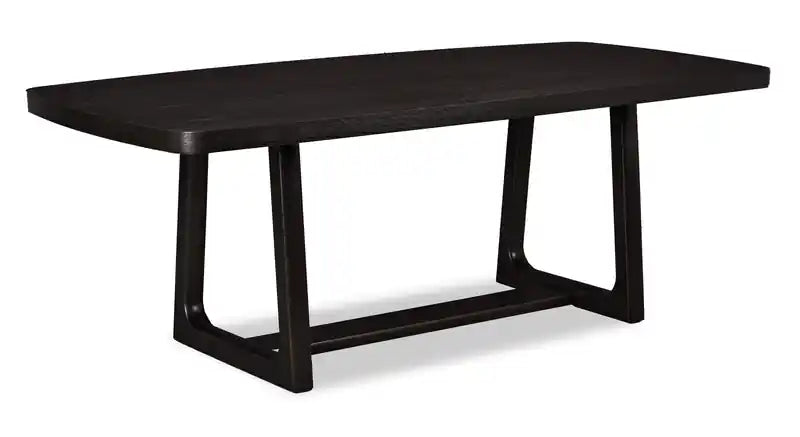 Table de salle à manger avec piètement tréteaux, 86 po L - Noir fusain