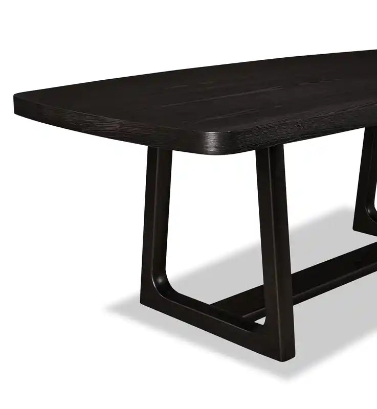 Table de salle à manger avec piètement tréteaux, 86 po L - Noir fusain