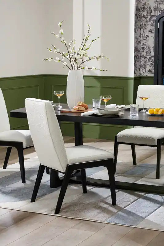 Table de salle à manger avec piètement tréteaux, 86 po L - Noir fusain