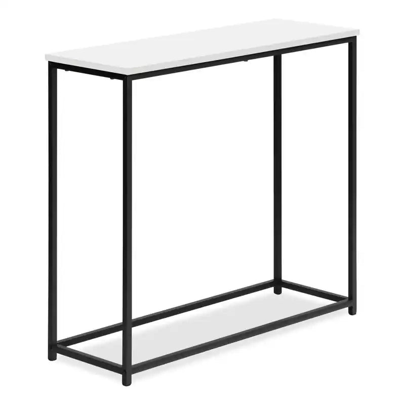 Alma 31.5 Modern Sofa Table - White with Black Metal Frame