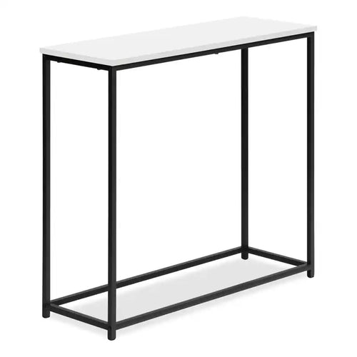 Alma 31.5 Modern Sofa Table - White with Black Metal Frame