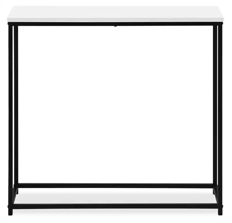Alma 31.5 Modern Sofa Table - White with Black Metal Frame