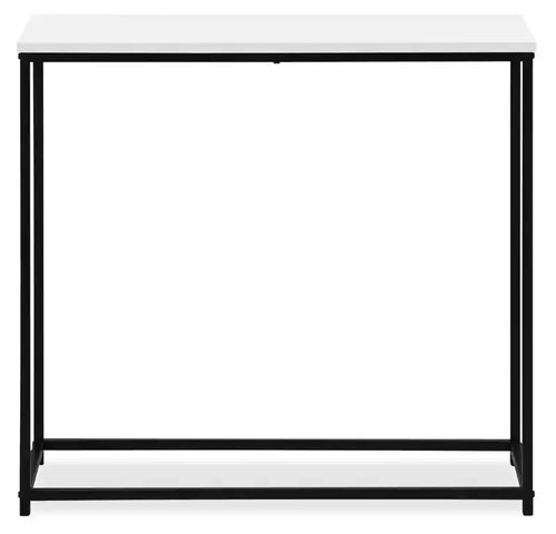 Table Basse Moderne 80 cm - Blanche avec Structure en Métal Noir