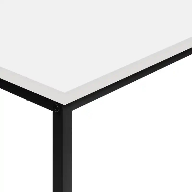 Alma 31.5 Modern Sofa Table - White with Black Metal Frame