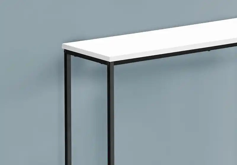 Alma 31.5 Modern Sofa Table - White with Black Metal Frame