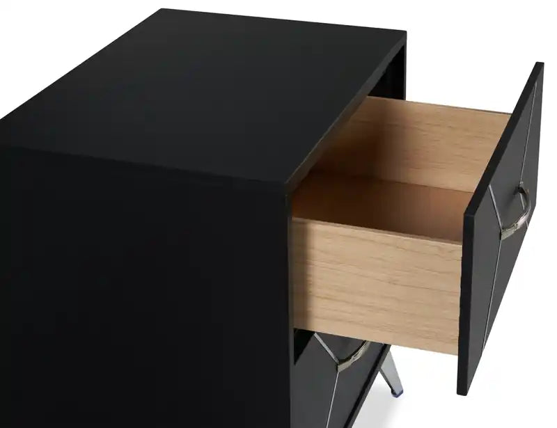 Beau Bedside 2-Drawer Nightstand, 21.7W x 24.6H, Modern - Black & Silver