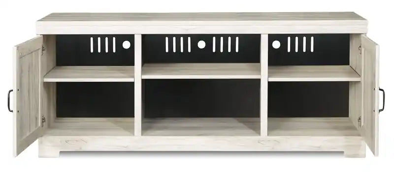 63 Rustic TV Stand with Storage and Cable Management for TVs up to 70 - Whitewash