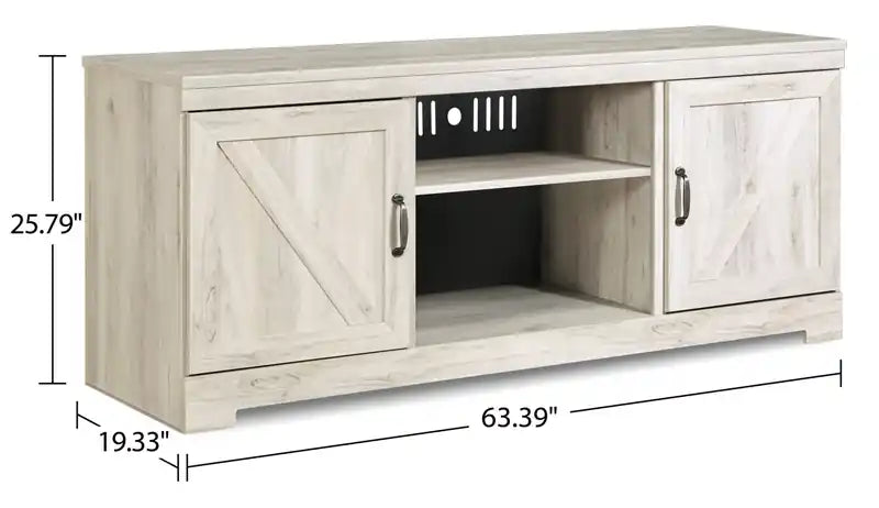 63 Rustic TV Stand with Storage and Cable Management for TVs up to 70 - Whitewash