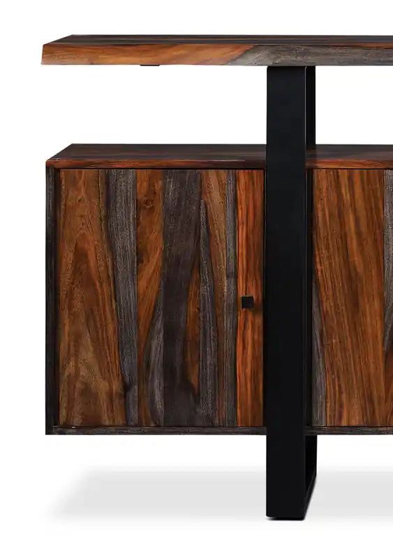 Dining Server with Storage & Shelf, Sheesham Wood, Metal, 69W