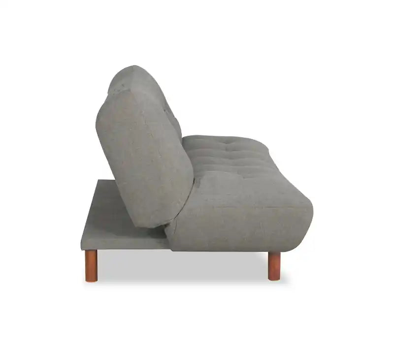 76 Fabric Klik Klak Futon with Tufting and Wood Legs