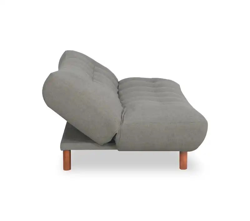 76 Fabric Klik Klak Futon with Tufting and Wood Legs