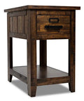 Casey 16 Rustic Chairside Table with Storage and Shelf - Brown Wood