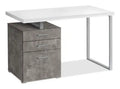 Clayton 47.25 Reversible Office Desk with 3-Drawers - White/Concrete-Look