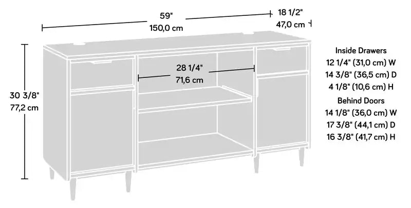 Clifford Place 59.06 Commercial Grade Credenza - Natural Maple