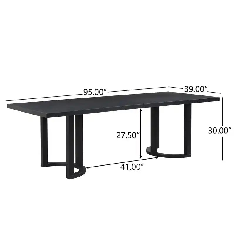 Dining Table With U-base, Solid Wood & MDF, 95W