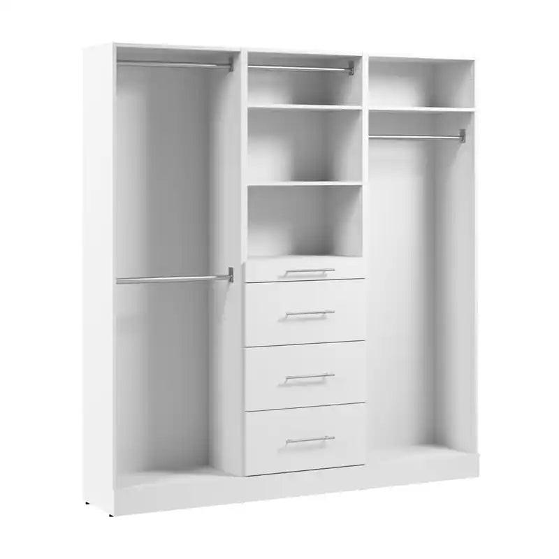 Bestar Florence 74 Modular Reach-In Closet System with Rods and Storage