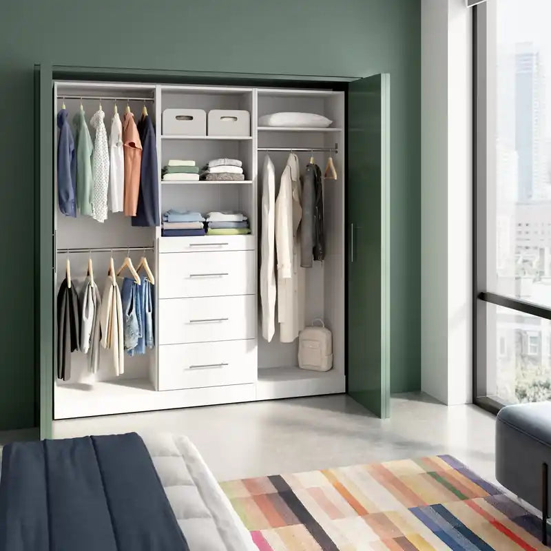 74 Modular Reach-In Closet System with Rods and Storage