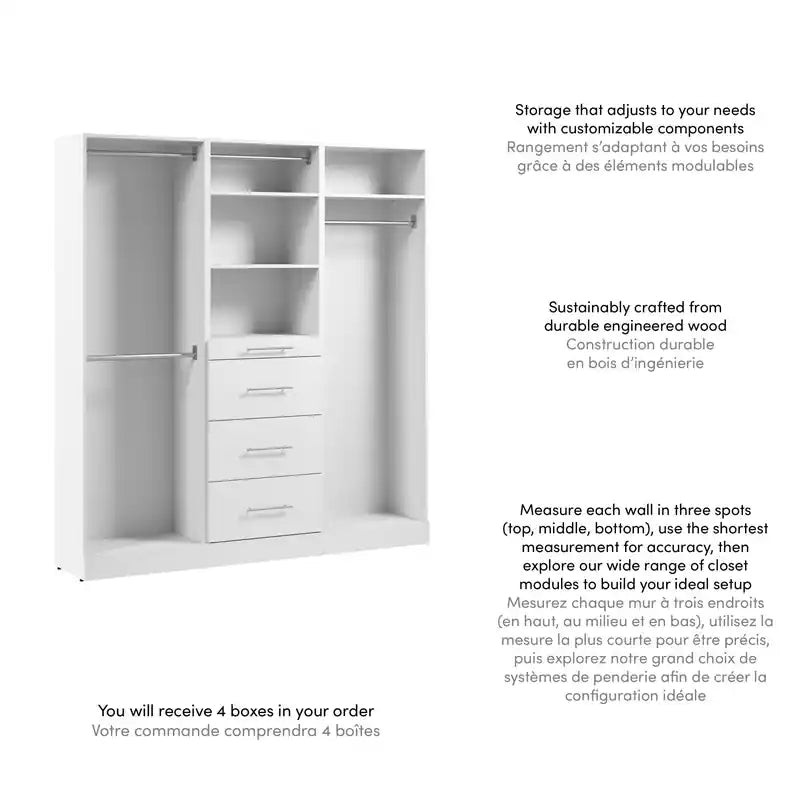 74 Modular Reach-In Closet System with Rods and Storage