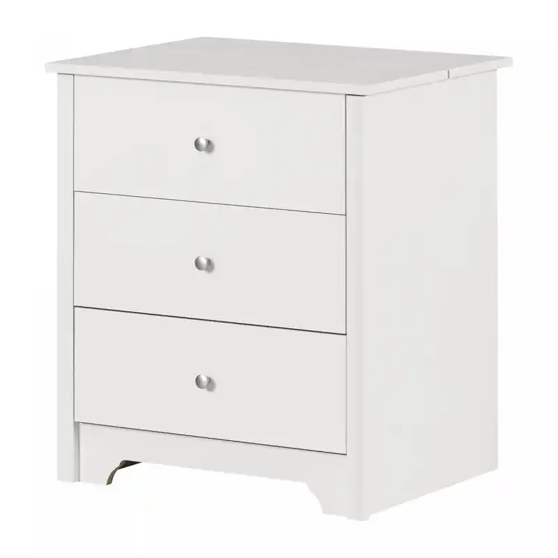 Vito Nightstand With Charging Station And Drawers - Pure White