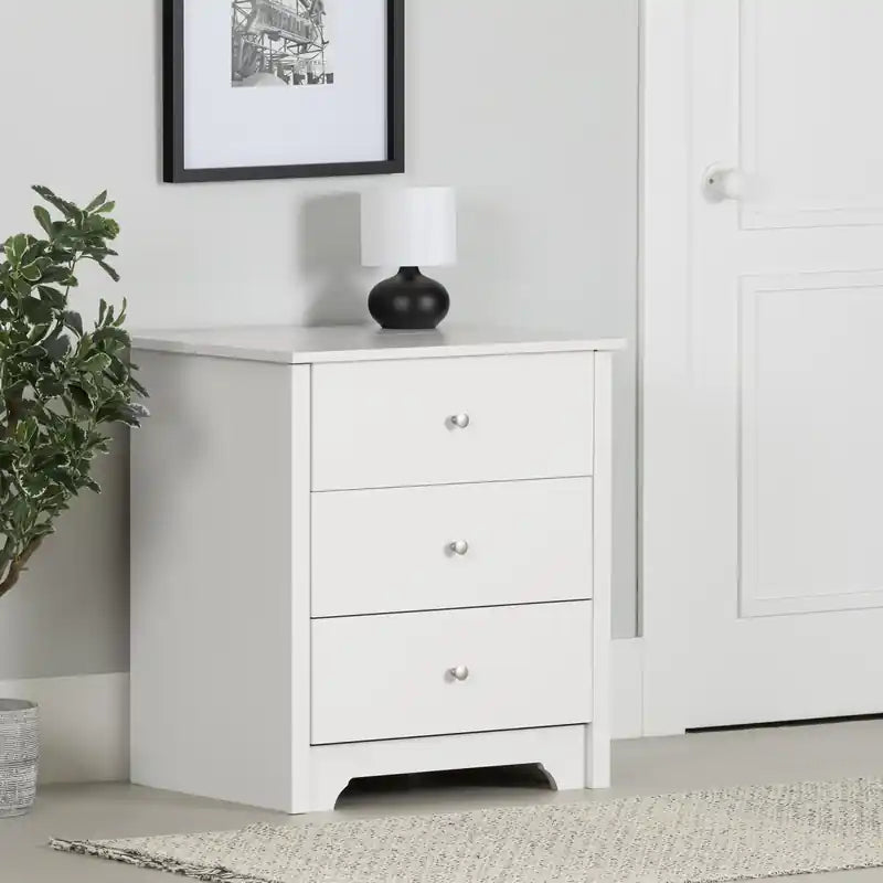 Nightstand With Charging Station And Drawers - Pure White