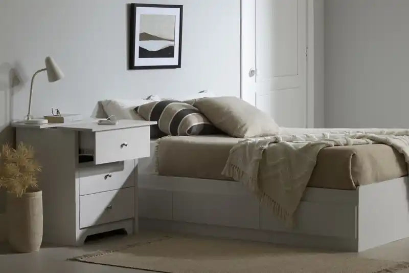 Nightstand With Charging Station And Drawers - Pure White