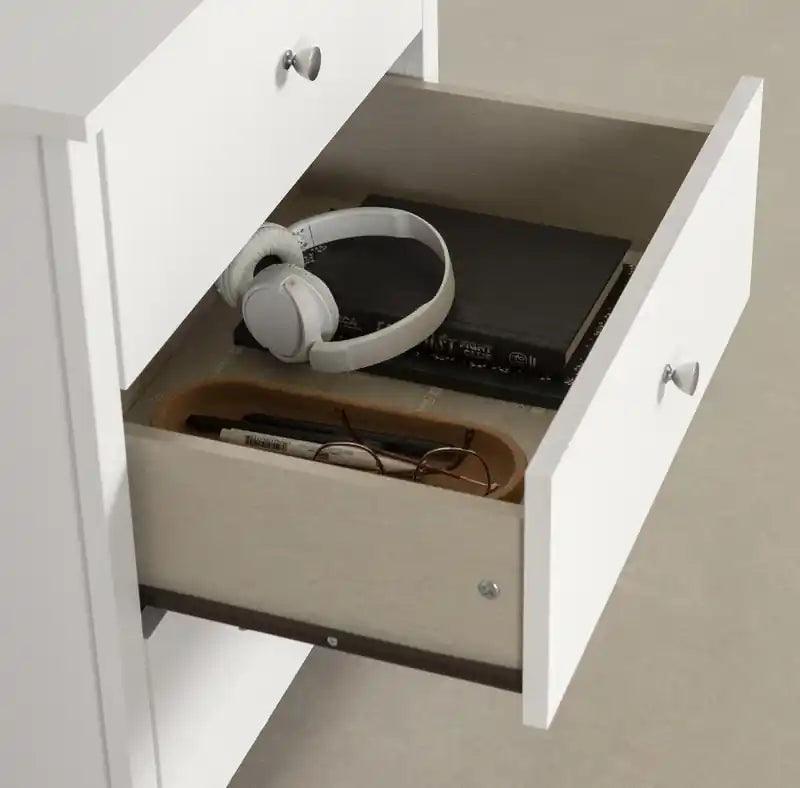 Nightstand With Charging Station And Drawers - Pure White