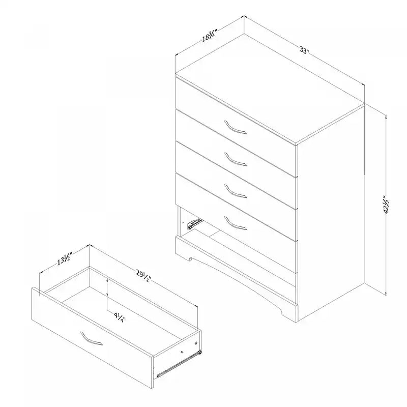 5-Drawer Chest - Pure Black