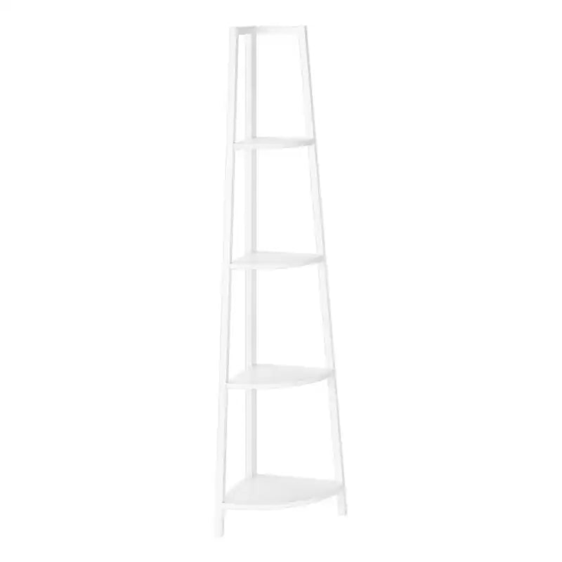 White White Metal Corner Etagere Bookcase