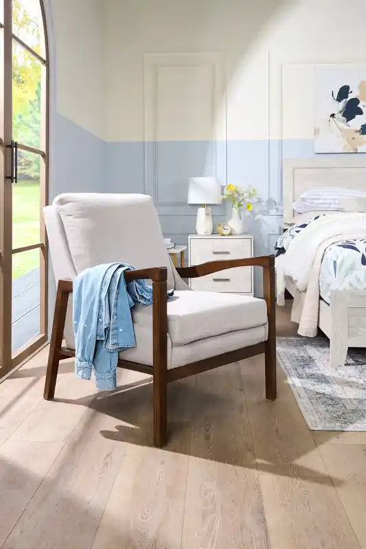 Echo 27.95 Fabric Accent Chair with Wood Arms and Legs