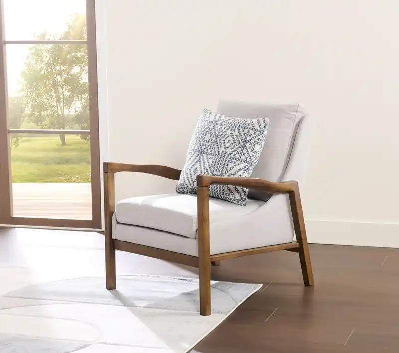 Echo 27.95 Fabric Accent Chair with Wood Arms and Legs