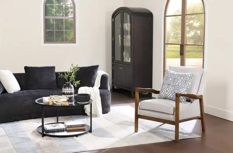Echo 27.95 Fabric Accent Chair with Wood Arms and Legs