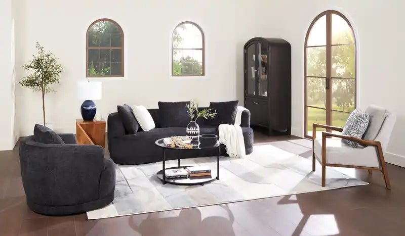 Echo 27.95 Fabric Accent Chair with Wood Arms and Legs