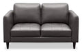 Erin 56 Leather-Look Fabric Loveseat with Tufted Seat Cushions