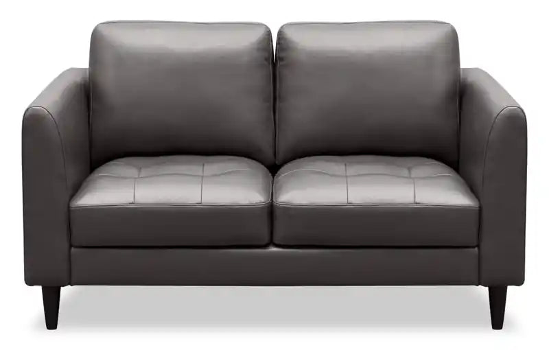Erin 56 Leather-Look Fabric Loveseat with Tufted Seat Cushions
