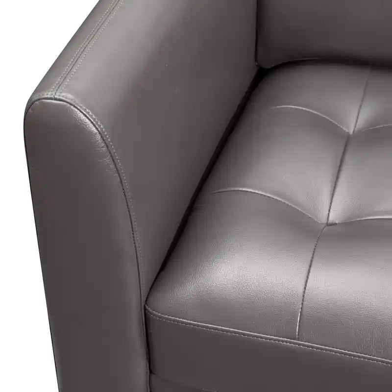 Erin 56 Leather-Look Fabric Loveseat with Tufted Seat Cushions