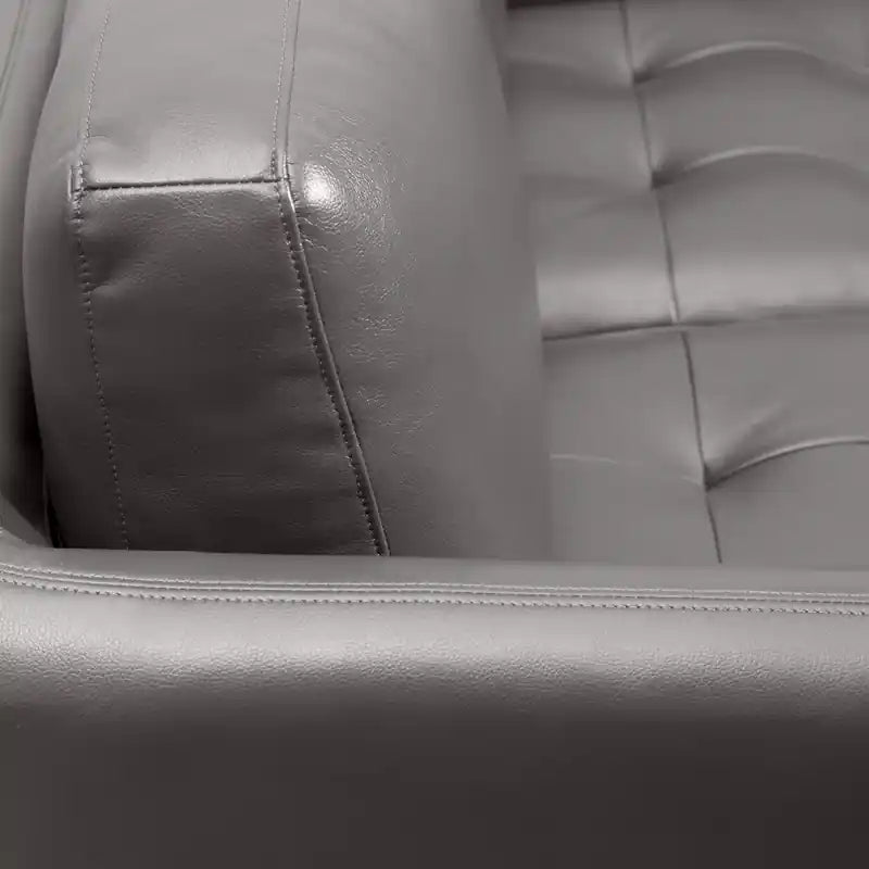 Erin 56 Leather-Look Fabric Loveseat with Tufted Seat Cushions