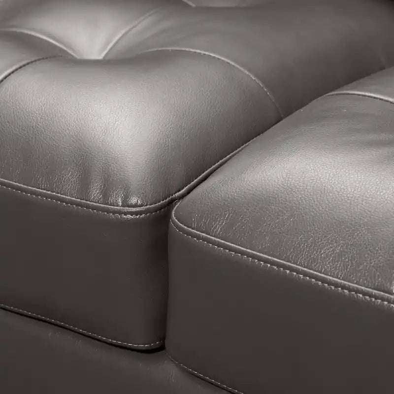 Erin 56 Leather-Look Fabric Loveseat with Tufted Seat Cushions