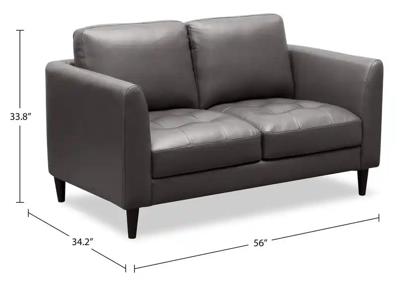 Erin 56 Leather-Look Fabric Loveseat with Tufted Seat Cushions