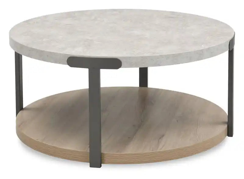 Table basse ronde de 36 po avec tablette et roulettes