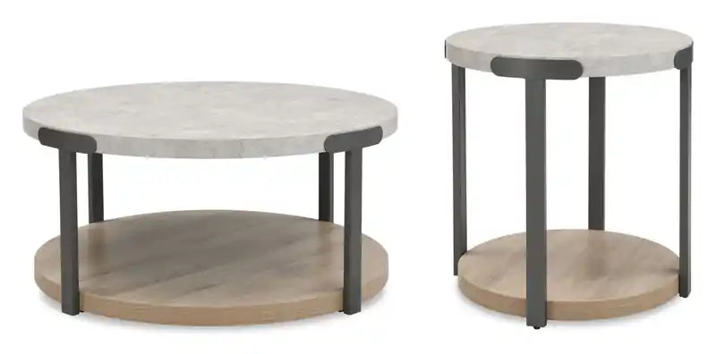 Table basse ronde de 36 po avec tablette et roulettes