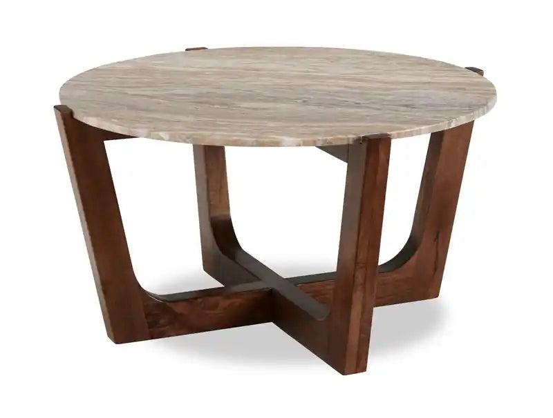 Haydon 36 Modern Coffee Table with Natural Marble - Warm Brown
