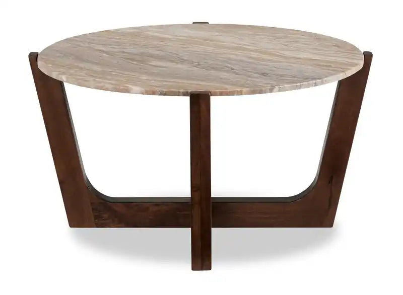 Haydon 36 Modern Coffee Table with Natural Marble - Warm Brown