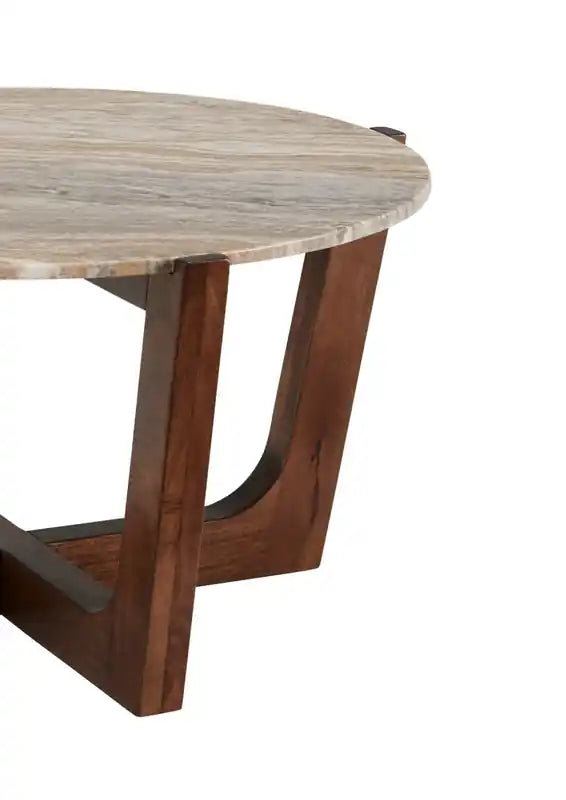 Haydon 36 Modern Coffee Table with Natural Marble - Warm Brown