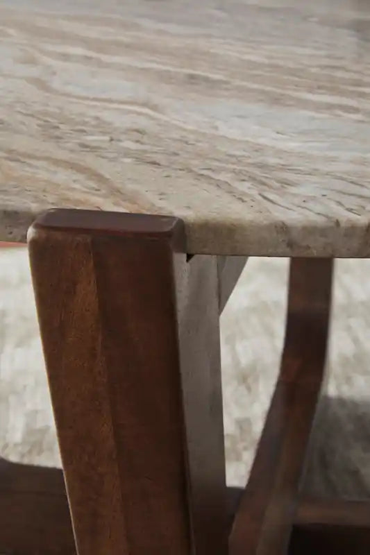 Haydon 36 Modern Coffee Table with Natural Marble - Warm Brown