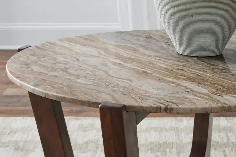 Haydon 36 Modern Coffee Table with Natural Marble - Warm Brown