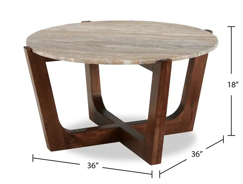 Haydon 36 Modern Coffee Table with Natural Marble - Warm Brown